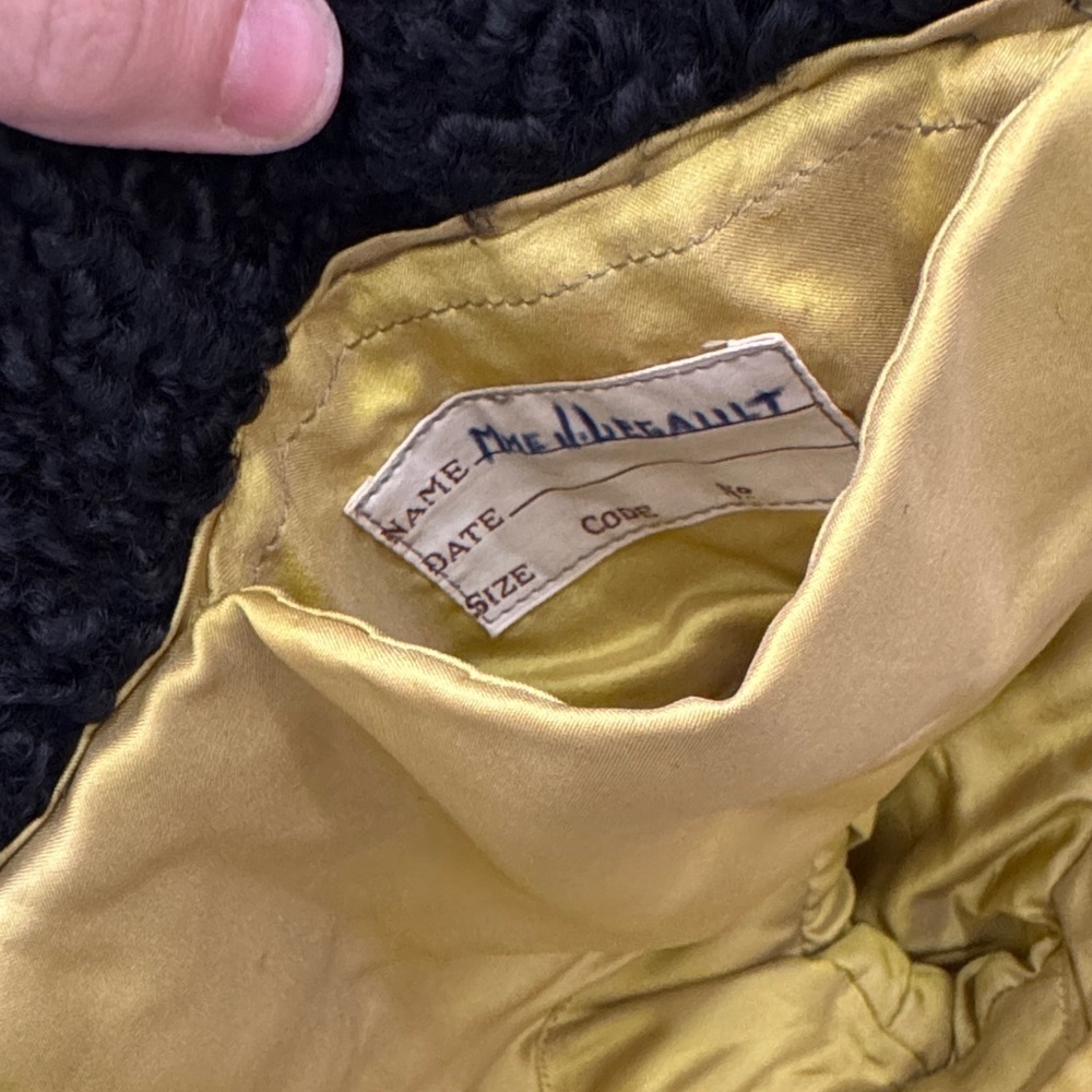 Vintage Black Fur Jacket with Yellow Silk Lining - Picture 3 of 8